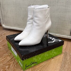 Sam Edelman Cream Leather Ankle Booties